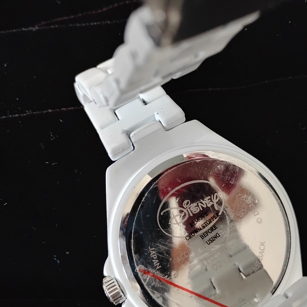 Disney Tinkerbell White w/ Rhinestones Enamel Women's Watch Needs Battery? - Picture 4 of 10